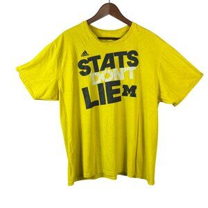 Adidas Michigan Wolverines Graphic T Shirt XL Yellow Stats Don’t Lie Unisex